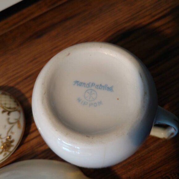 Antique Noritake Cream and Sugar Set with Small Bowl Vintage Hand Painted Nippon - Picture 4 of 11
